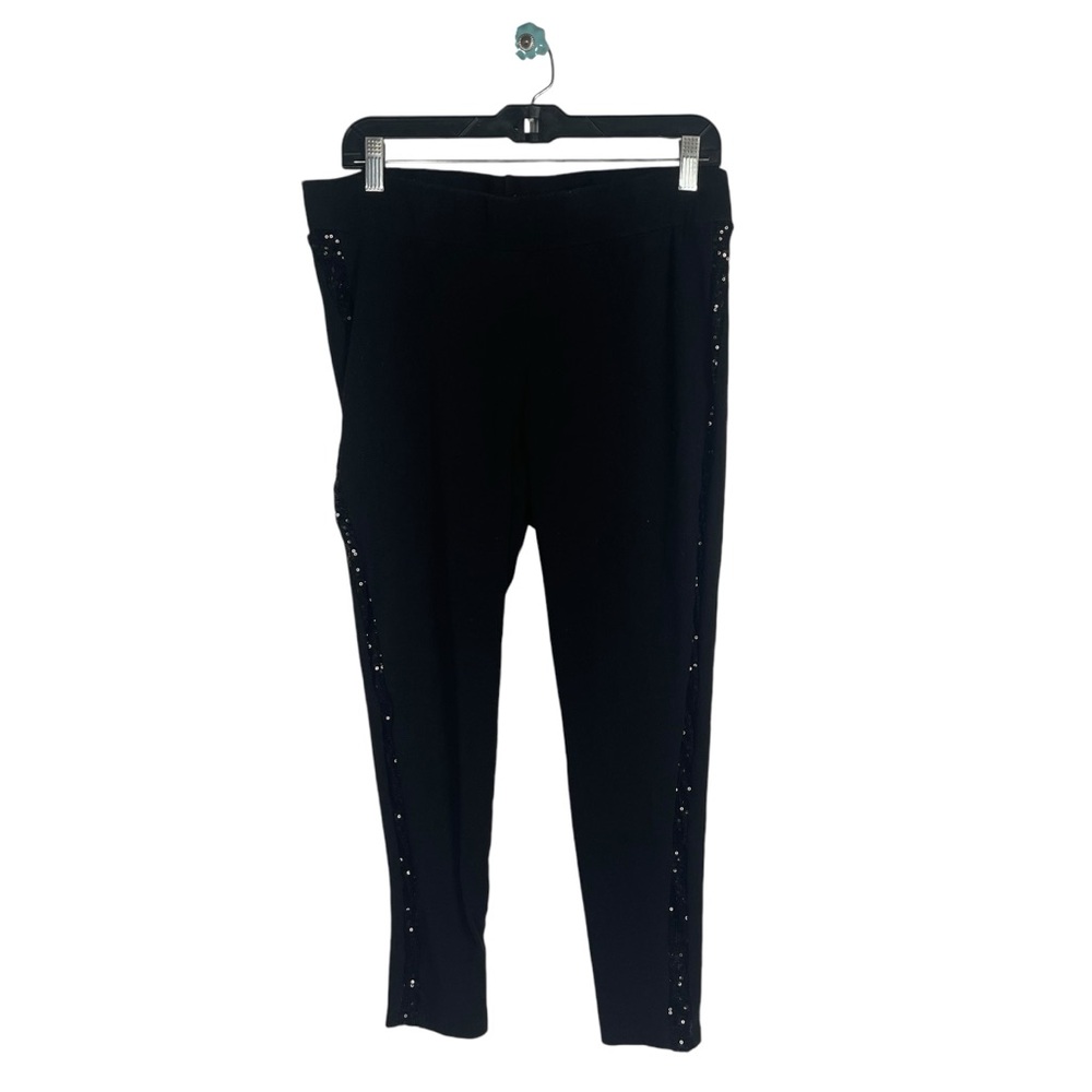 Torrid plus size black leggings sequin stripe down side of legs casual size 2XL